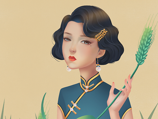 小满国风旗袍美女