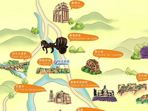 普罗旺斯旅游手绘地图出街