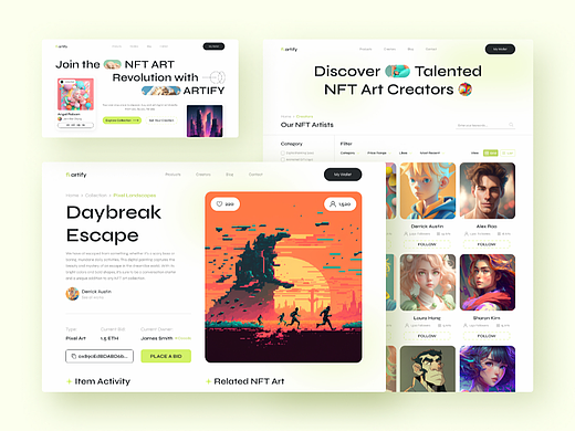 Artify – bright, clean nft marketplace（个人主页-ZNjcyODg2NTY=） - 游戏UI - 站酷设计师雪花罐头原创素材 - 站酷ZCOOL