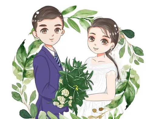 情侣插画 | 婚纱照插画 |Q版