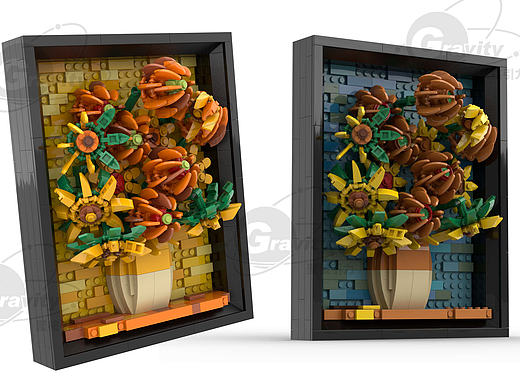 梵高-向日葵积木摆件设定（个人主页-ZNjg1MjY4MDQ=） - 玩具 - 站酷设计师GravityC原创素材 - 站酷ZCOOL