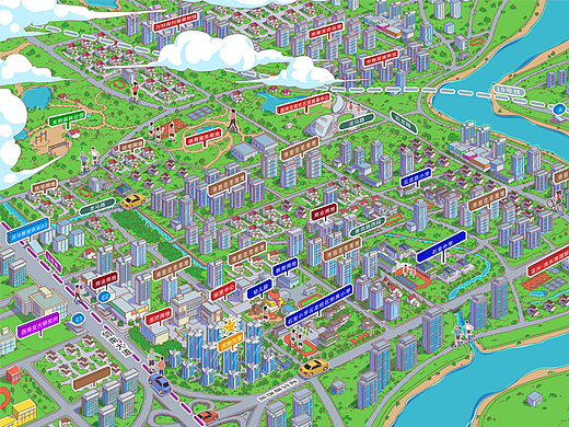 天府九里城市手绘地图