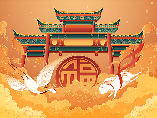 兔年国潮插画
