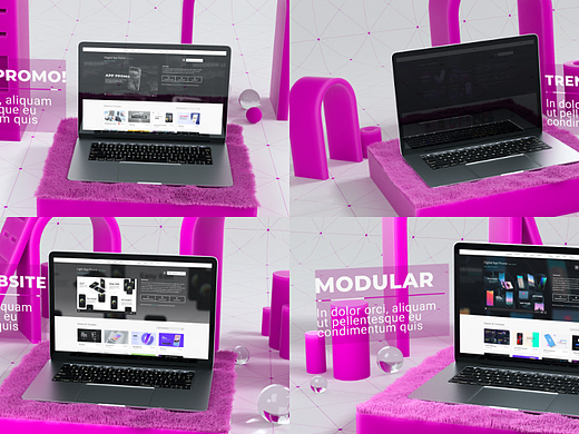 AE模板 | 抽象 3D 背景笔记本电脑模型产品标识、企业