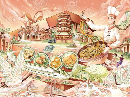 《武汉礼物》文创插画设计