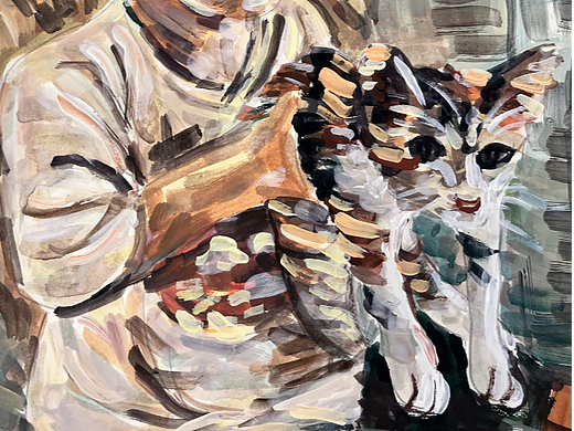 #创作加油站##速写人间烟火#创作，水粉《撸猫图》