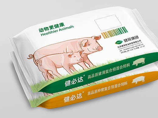 猪饲料包装袋设计 I 包装袋 I 猪插画