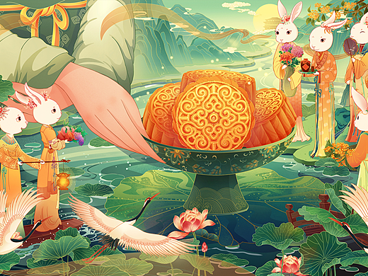 中秋节包装海报插画