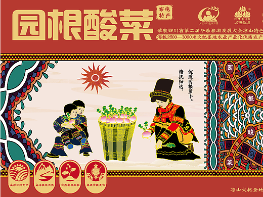 乡村振兴 大凉山 彝族特色园根酸菜 包装设计