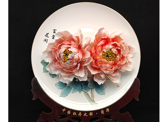 菏泽牡丹瓷盘