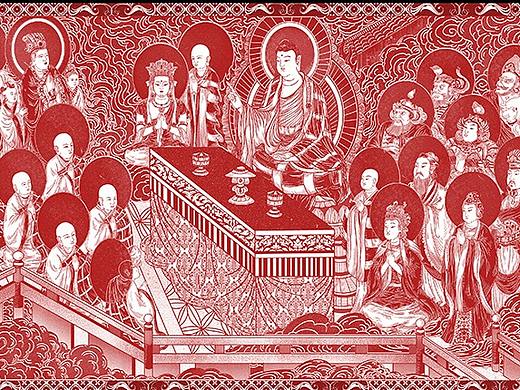 剪纸风插画|北宋金银书《妙法莲华经》