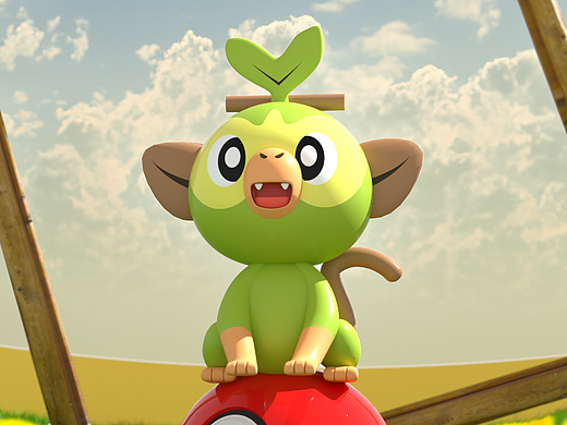 C4D宝可梦敲音猴建模练习（临摹）（个人主页-ZNjYzODMwNjA=） - IP形象 - 站酷设计师Azusagawa原创素材 - 站酷ZCOOL