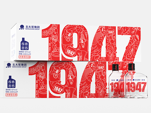 原创丨美威策略&北大荒1947纯粮白酒 光瓶酒 小白酒