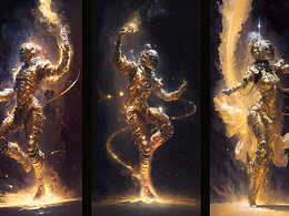 AI画-金色能量舞者