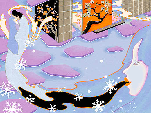 东方民间故事风格插画｜雪女