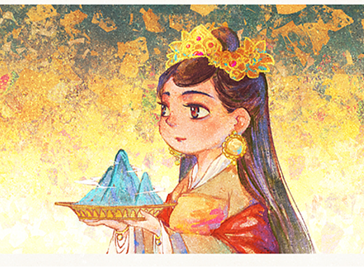 仿岩彩拼贴练习