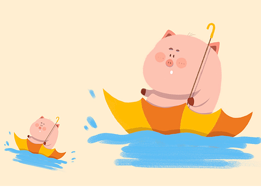 小伞上的可爱小粉猪（个人主页-ZNjMwMjU0OTY=） - 儿童插画 - 站酷设计师憨子梅原创素材 - 站酷ZCOOL