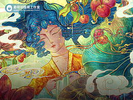 24节气插画海报立夏-中国风岩彩肌理尝试