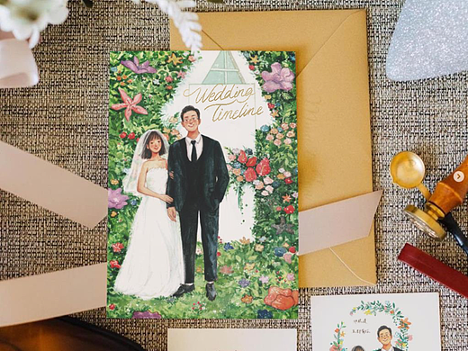 草坪婚礼插画