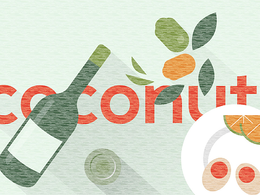  临摹 长阴影纹理美食插画