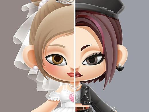 伪3D人物插画 甜&酷girl