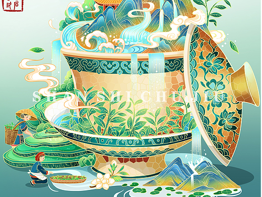 茶叶包装设计插画