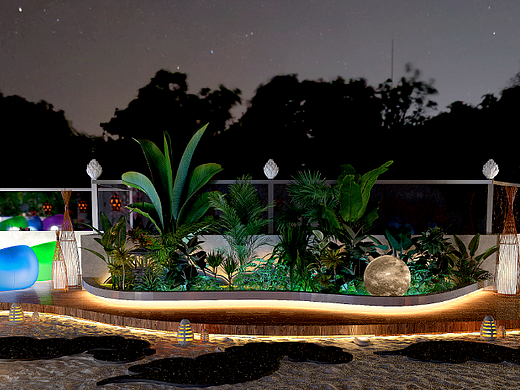 西双版纳告庄西双景雲水涧屋顶东南亚风格露天吧