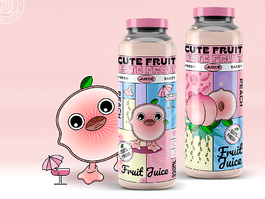 水果动物系列插画饮料包装快乐乐动物果汁