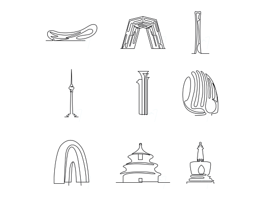 北京插画，北京地标建筑插画。