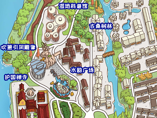 扬州凤凰岛手绘地图&逸动设计