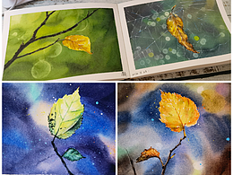 团练｜四张树叶 光晕和蜘蛛网的画法｜语音讲解