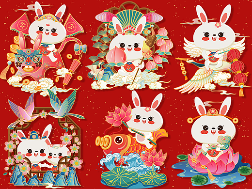 萌兔賀歲（個人主頁-ZNjA4ODM5NDg=） - 商業(yè)插畫 - 站酷設(shè)計師燈七原創(chuàng)素材 - 站酷ZCOOL