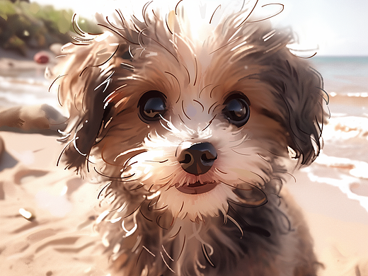 马耳他蓝色风格沙滩小狗摄影