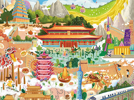 主题拼图插画--板绘