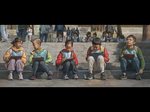 色粉画《写生课》