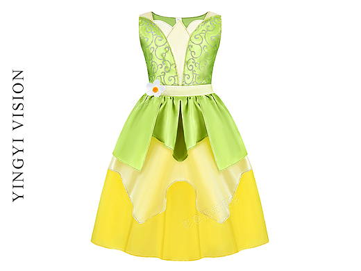 蒂安娜公主裙3d白底图童装连衣裙跨境电商主图