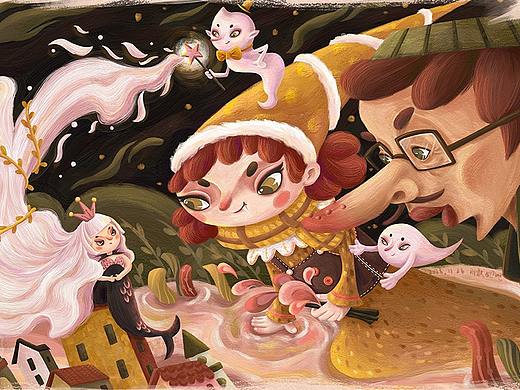 hi,美人鱼——童趣油画风插画