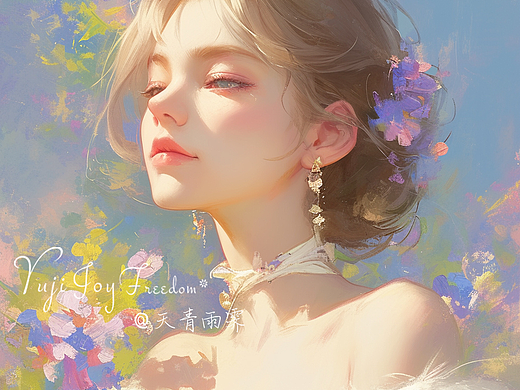 油畫風 少女插畫 二（個人主頁-ZNjgzMDMzMDg=） - 商業(yè)插畫 - 站酷設計師設計師LL原創(chuàng)素材 - 站酷ZCOOL