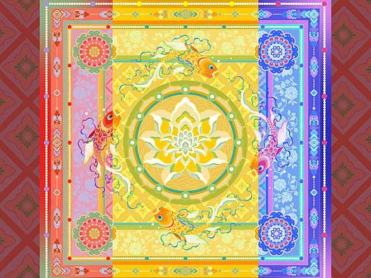 丝巾设计×【年年有余】×插画设计