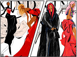 时尚插画服装画红色系列