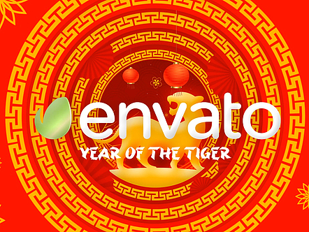 AE模板 | 红色喜庆背景农历新年标志LOGO演绎动画开场