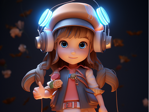 卡通耳机女孩