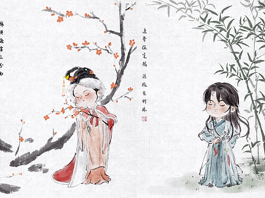 仿水墨插画