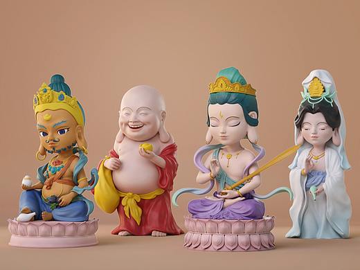 四个佛像手办