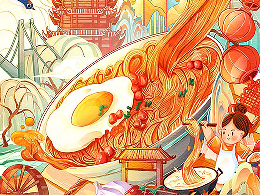 国潮插画｜热干面