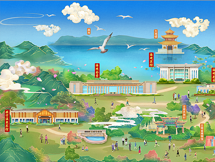 云南联云集团国宾品牌手绘地图
