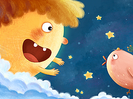 儿童插画｜绘本｜花花送给月亮