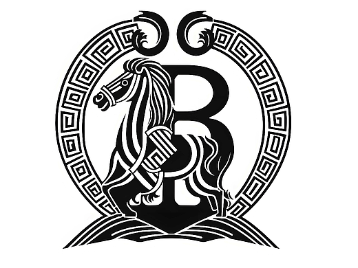 复古马和艺术字母B  (LOGO)  布艺花纹 壁纸 花纹 B/马