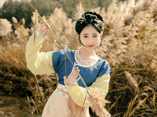 芦苇丛的汉服小姐姐，太美啦