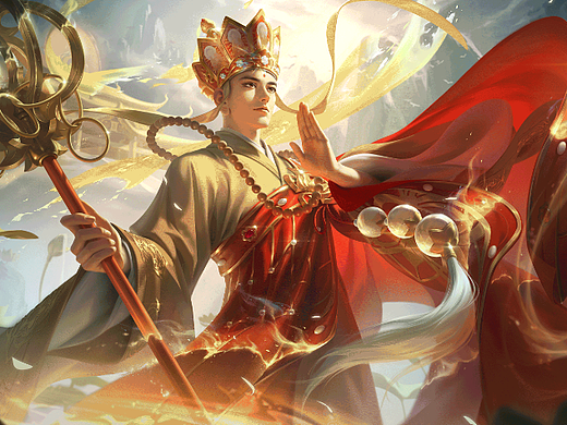 《王者荣耀》金蝉唐三藏皮肤绘制过程